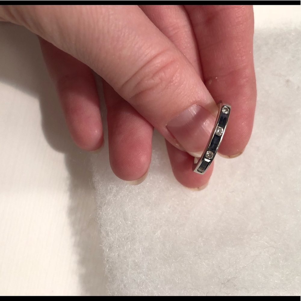 14K White Gold Sapphire and Diamond Ring